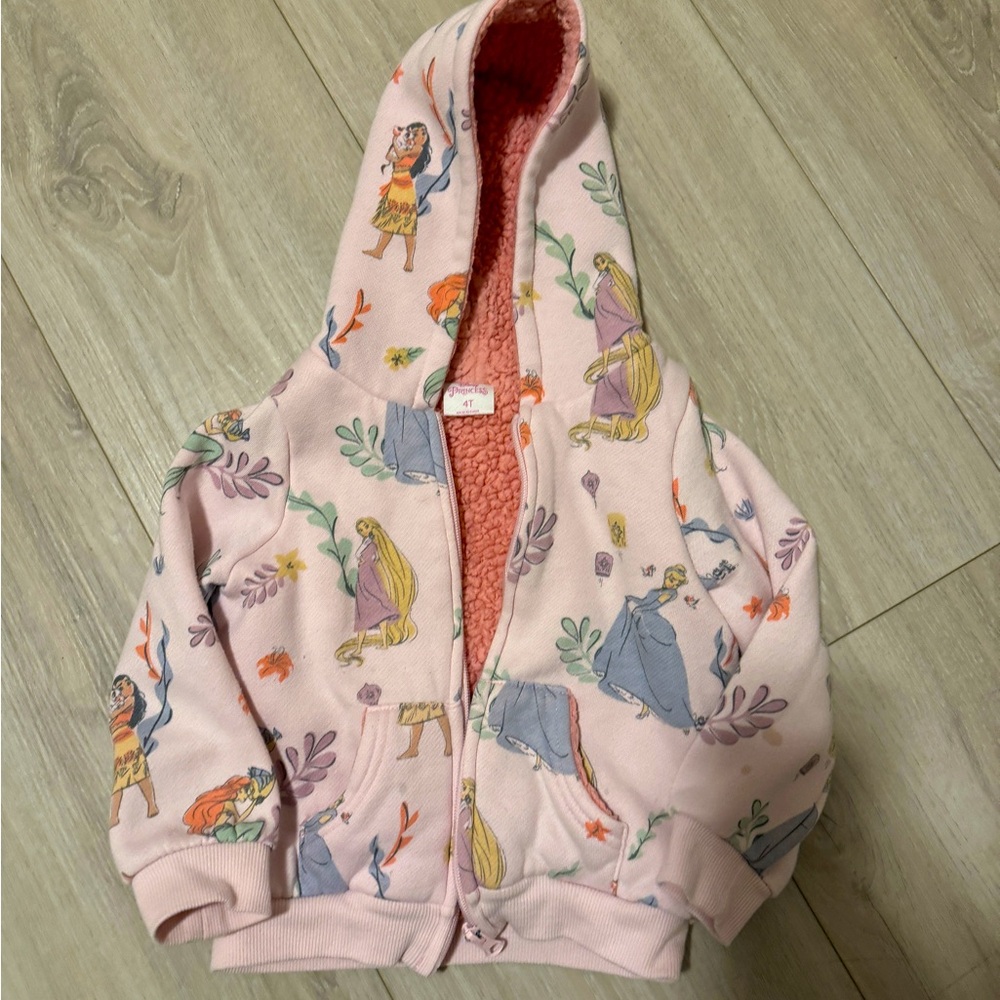 Disney- Princess hoodie lined with fleece 4T